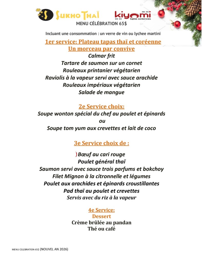 MENU CELEBRATION 65 (NOUVEL AN 2026) SMALL